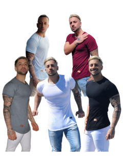 Imagen de Pack X5 Remerones Hombre Entallados Long Slim Fit