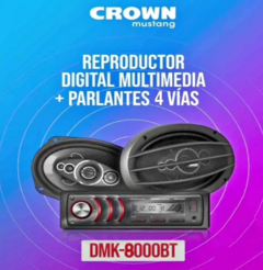 Estereo Para Auto Kit Reproductor Digital Multimedia + Parlantes BT USB Crown Mustang - HOME SUCCESS