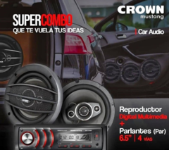 Estereo Para Auto Kit Reproductor Digital Multimedia + Parlantes BT USB Crown Mustang en internet
