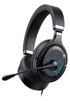 Auriculares Premium Con Micrófono Gaming Feel Crown Mustang Con Luz RGB Azul