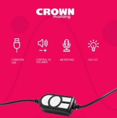 Auriculares Premium Con Micrófono Gaming Feel Crown Mustang Con Luz RGB Azul - HOME SUCCESS