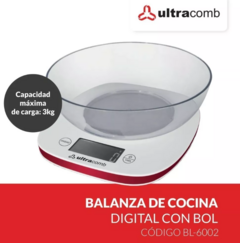 Balanza De Cocina Digital Con Bowl Display Led Ultracomb - HOME SUCCESS