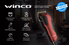 Maquina Corta Pelo Profesional Cuchilla De Titanio + Accesorios + Estuche Winco - comprar online