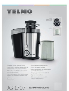 Imagen de Juguera Extractor de Jugos Yelmo 800 W