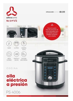 Olla Electrica A Presion Ultracomb Ps4006 1000w 6lts Digital 11 Funciones Acero Inoxidable - tienda online