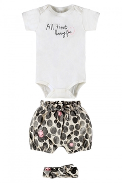 Kit body, shorts e faixa em suedine - Up Baby