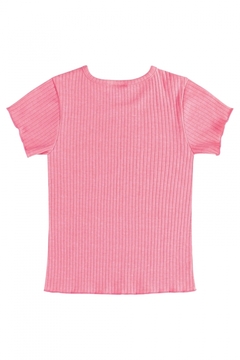 Blusa infantil manga curta pink flúor - comprar online