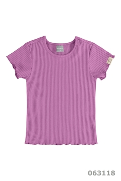 Blusa Infantil manga curta lilás neon