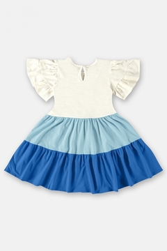 Vestido infantil manga curta azul - comprar online