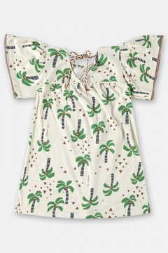 Vestido infantil manga curta tropical verde - comprar online