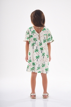 Vestido infantil manga curta tropical verde - CUTTI BOUTIQUE INFANTIL