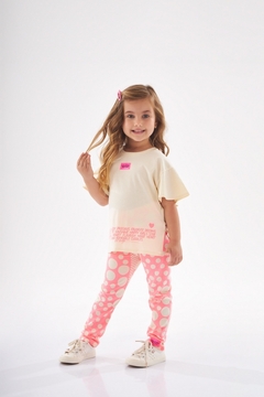 Conjunto infantil blusa e calça legging bolas rosa na internet