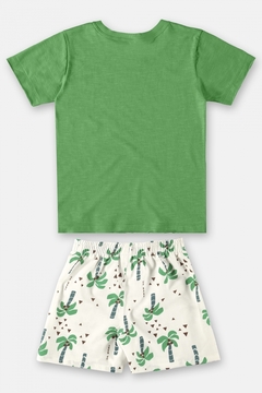 Conjunto infantil camiseta e short microfibra tropical verde - comprar online