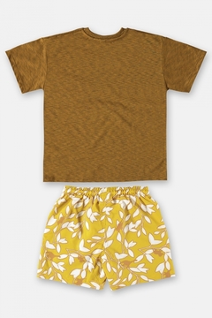 Conjunto infantil camiseta e short em microfibra amarelo - comprar online