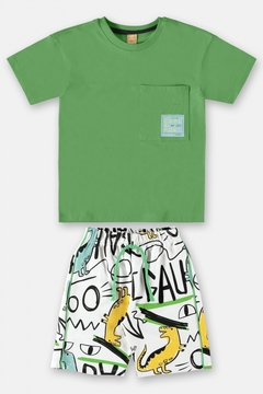 Conjunto infantil camiseta e bermuda dino