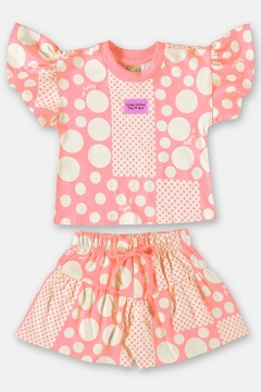 Conjunto infantil blusa e short rosa