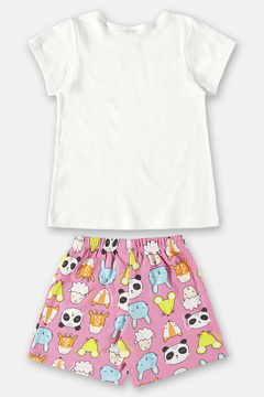 Pijama infantil blusa e short em suedine branco - comprar online