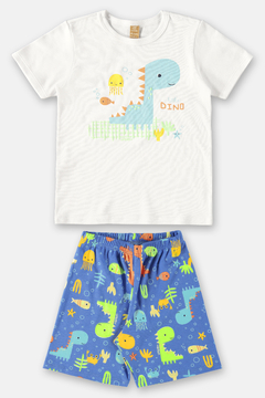 Pijama infantil camiseta e short em suedine dino