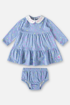 Conjunto vestido com calcinha infantil em suedine coração