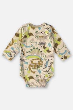 Body infantil manga longa em suedine dino - comprar online