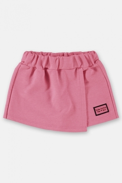 Short-saia infantil em moletom rosa flúor