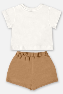 Conjunto blusa meia malha e short-saia em moletom sem felpa - comprar online