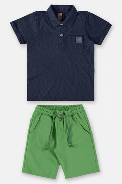 Conjunto infantil camisa polo e bermuda