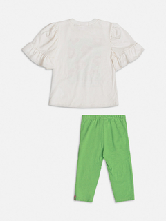 Conjunto infantil blusa e calça legging verde na internet