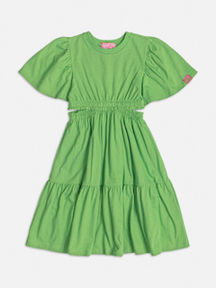 Vestido infantil com abertura lateral verde