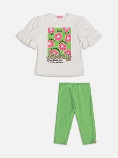 Conjunto infantil blusa e calça legging verde