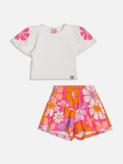 Conjunto infantil blusa e short floral