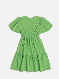 Vestido infantil com abertura lateral verde - comprar online