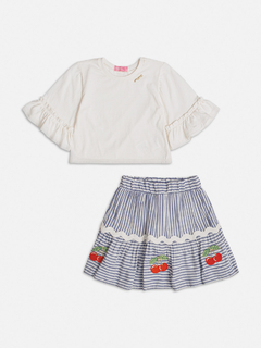 Conjunto infantil blusa e saia cereja