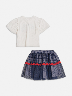 Conjunto infantil blusa e saia em tule