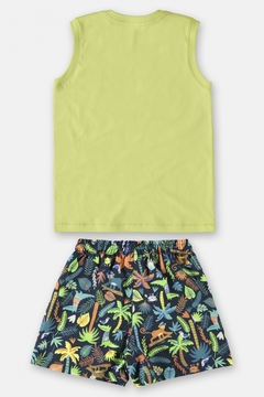 Conjunto infantil camiseta regata e short em microfibra dino - comprar online