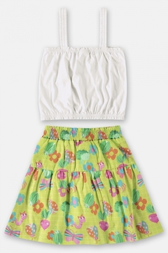 Conjunto infantil blusa e saia-short floral - comprar online