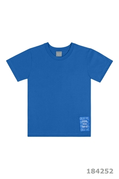 Camiseta infantil manga curta azul- Quimby