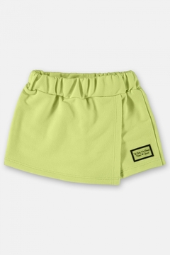 Short-saia infantil em moletom verde limão