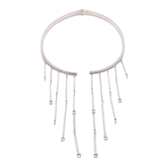 CHOKER ARO COM CHUVEIRO CRISTAL TOPÁZIO AZUL COM ZIRCÔNIA BRANCA