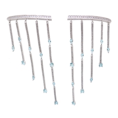 CHOKER ARO COM CHUVEIRO CRISTAL TOPÁZIO AZUL COM ZIRCÔNIA BRANCA - comprar online