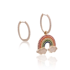 BRINCO EAR BLING ARCO IRIS COM ZIRCÔNIA COLORIDA