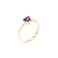 ANEL PURPLE HEART COM CRISTAL AMETISTA E ZIRCÔNIA ROSA