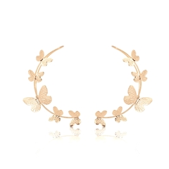 BRINCO EAR CUFF CORAÇÕES FOLHEADO LISO