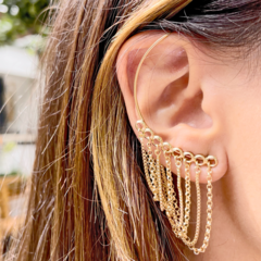 BRINCO EAR CUFF MULTI FIOS FOLHEADO LISO - comprar online