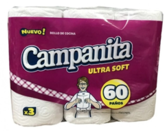 Bulto Rollos de Cocina x 24 Rollos x 60 Paños CAMPANITA