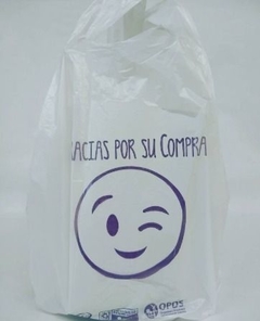 BOLSA CAMISETA OXIBIODEGRADABLES "SONRISAS" x 80 Unidades