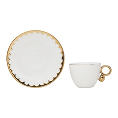 CONJUNTO 6 XÍCARAS CAFÉ PORCELANA COM DOURADO - comprar online