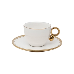 CONJUNTO 6 XÍCARAS CAFÉ PORCELANA COM DOURADO