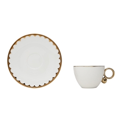 CONJUNTO 6 XÍCARAS CHÁ PORCELANA COM DOURADO - comprar online