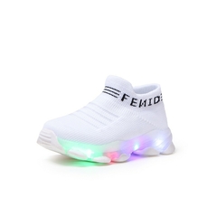 Tênis Infantil Infantil Bebé Meninas Meninos Letter Mesh Led Meias Luminosas T - comprar online